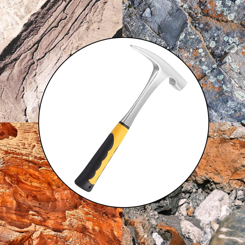 HAKZEON 32oz Rock Pick Hammer, 12 Inch Premium Carbon Steel Chipping Hammers with Skid Handle Polished Tip, Geologist Hammer for Mining for Mining, Geological Prospecting, Camping - Image 5